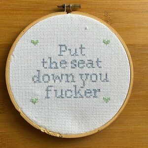 Put the seat down F*ucker decor for powder room